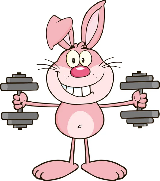 Rabbit Training With Dumbbells. — Stock Vector