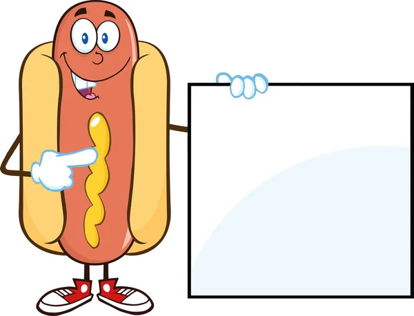 Happy  Hot Dog  With A Sign. — Stock Vector