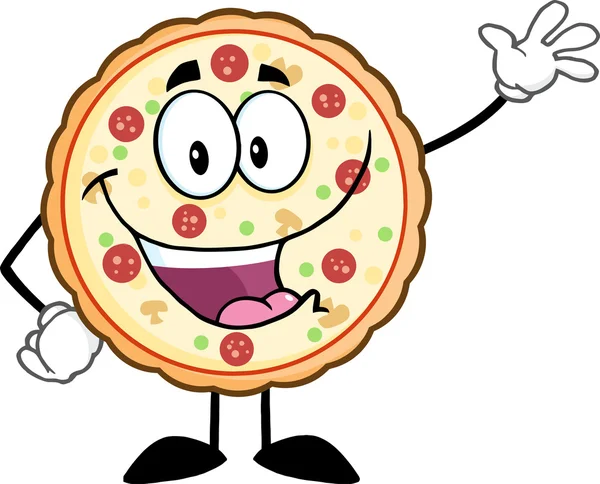 Funny Pizza Waving — Stock Vector