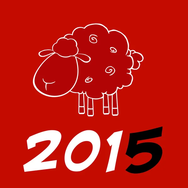 Jaar van schapen ontwerp kaart met zwart nummer — Stockvector