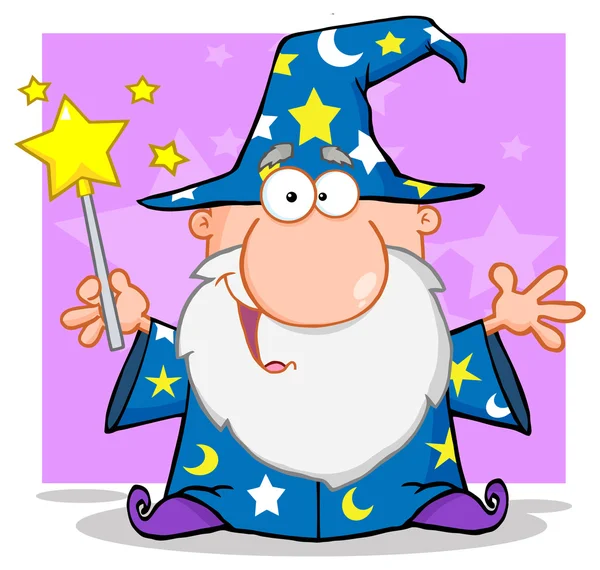 Happy Male Wizard — Stock Vector