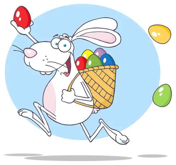 Easter Rabbit With A Basket And Egg — Stock Vector