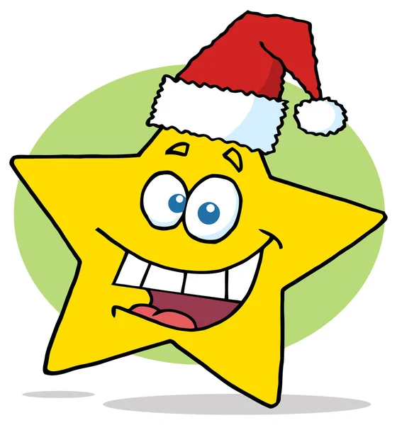 Uśmiechający się gwiazda z Santa Hat — Wektor stockowy