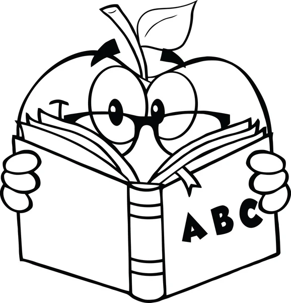 Apfellehrerin liest ein Buch — Stockvektor