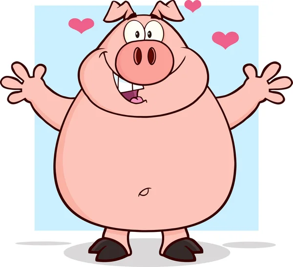 Happy Pig in love — Stock Vector