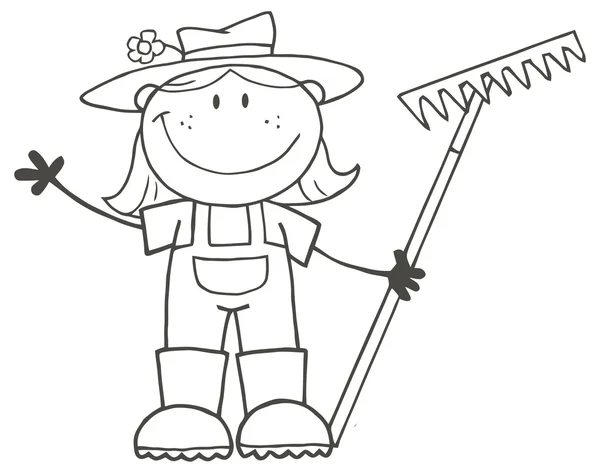 Farmer Girl character — Stock Vector