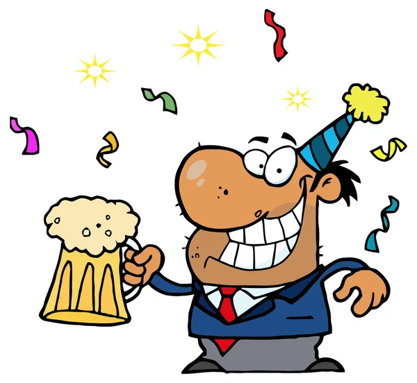 Cartoon Man with Beer - Stok Vektor