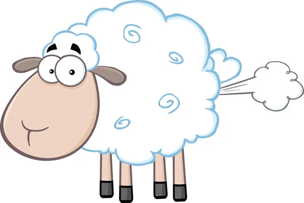 Sheep  Character With Cloud. — Stock Vector