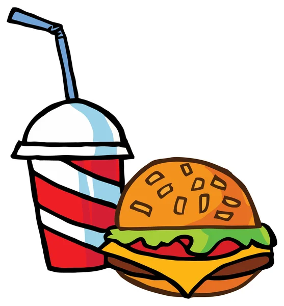 Cheeseburger - fast-food — Stockvector