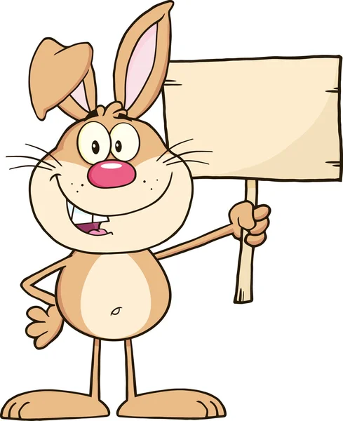 Rabbit Holding A Wooden Board. — Stock Vector