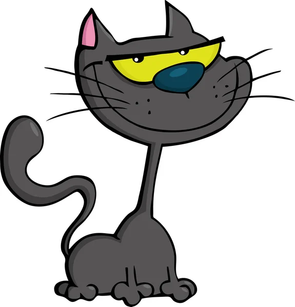 Zwarte kat cartoon afbeelding — Stockvector