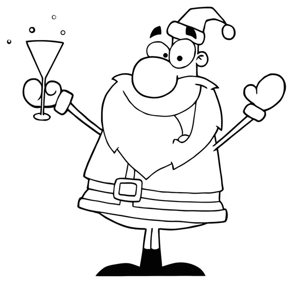 Nastínil Santa pití šampaňského — Stockový vektor