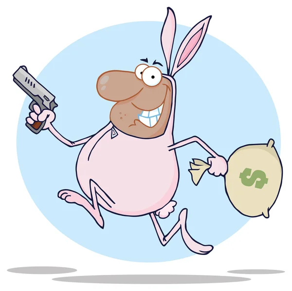 Happy Bandit in Easter Rabbit Costume — Stock Vector