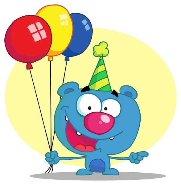 Oso con globos de cumpleaños — Archivo Imágenes Vectoriales