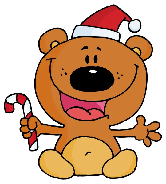 Christmas Teddy Bear with  Candy — Stock Vector