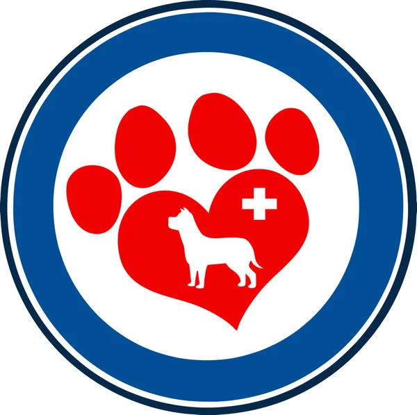 Veterinaire liefde Paw Print — Stockvector