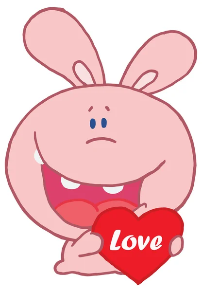 Conejo de dibujos animados con corazón — Archivo Imágenes Vectoriales