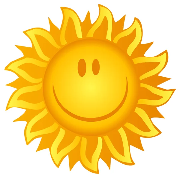 Cara de sol feliz con pétalo como rayos — Vector de stock