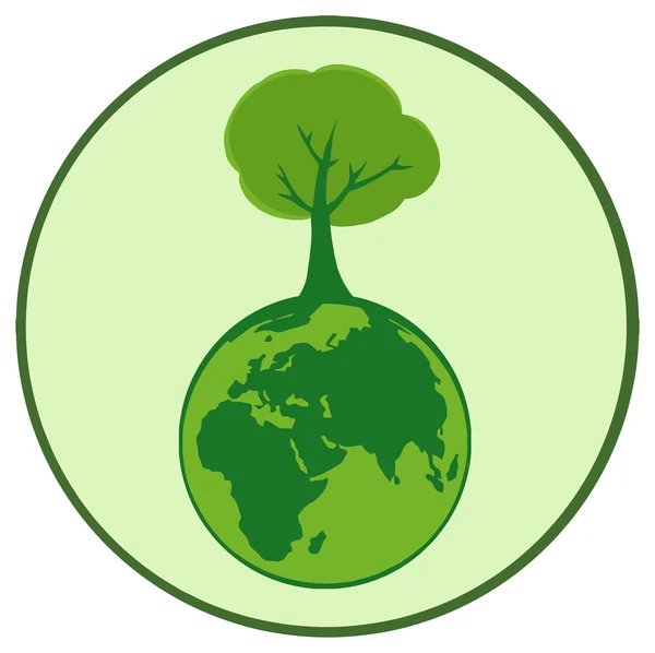 Planeta verde con árbol — Vector de stock