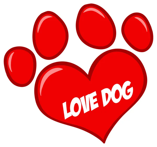 Red Love Paw Print — Stock Vector