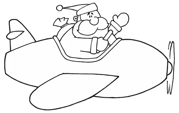 Santa vuelo avión de Navidad — Vector de stock