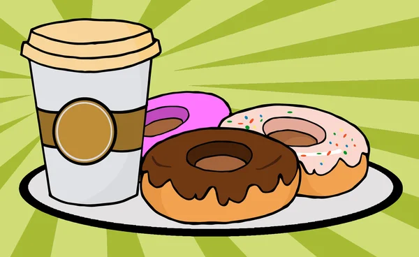 Donuts illüstrasyon karikatür — Stok Vektör