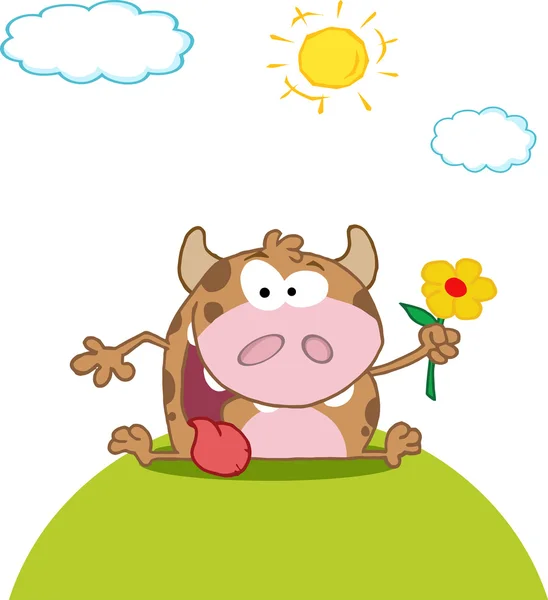 Carácter de vaca de dibujos animados — Vector de stock