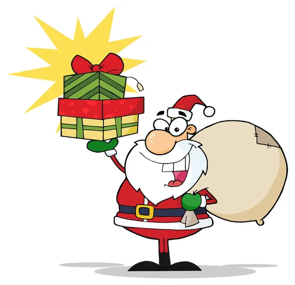Kerstman met geschenken — Stockvector