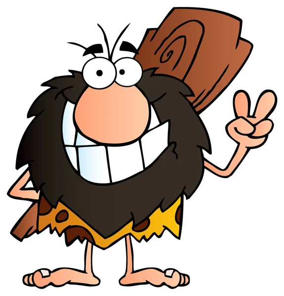 Happy Caveman Gesturing — Stock Vector