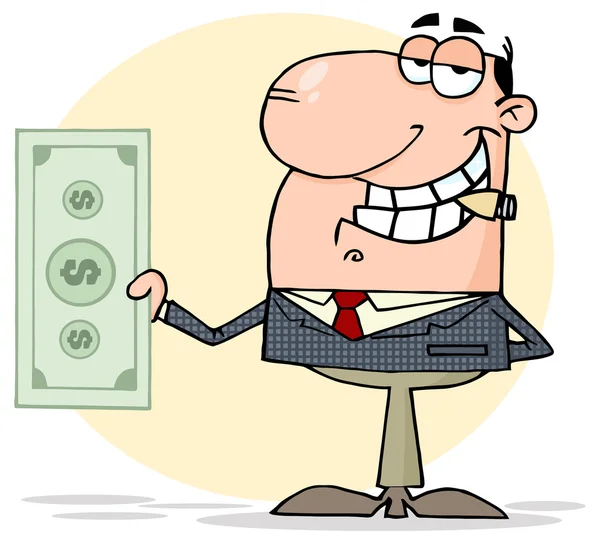 Happy businessman with dollar bill — Stock Vector