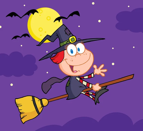 Malá čarodějnice halloween — Stockový vektor