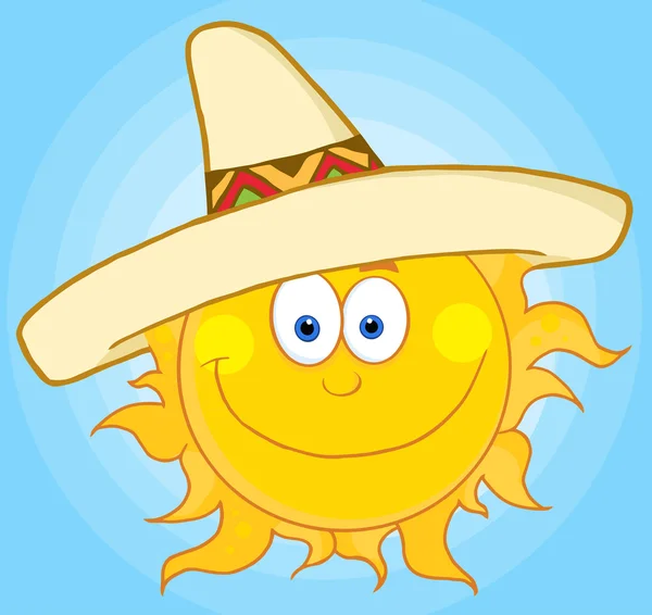 Sun With Sombrero Hat — Stock Vector