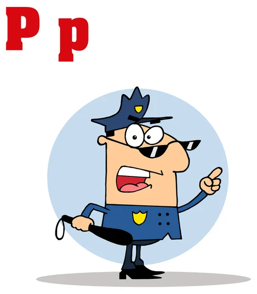 Alfabet litery P z policjantem — Wektor stockowy