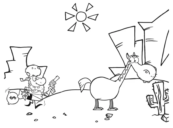 Γελοιογραφία σερίφη με άλογο χαρακτήρα — Διανυσματικό Αρχείο