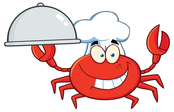 Chef-kok stripfiguur krab — Stockvector