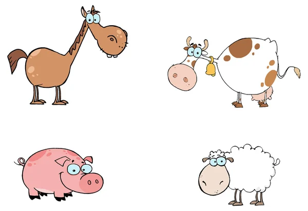 Animales de granja Personajes conjunto — Vector de stock