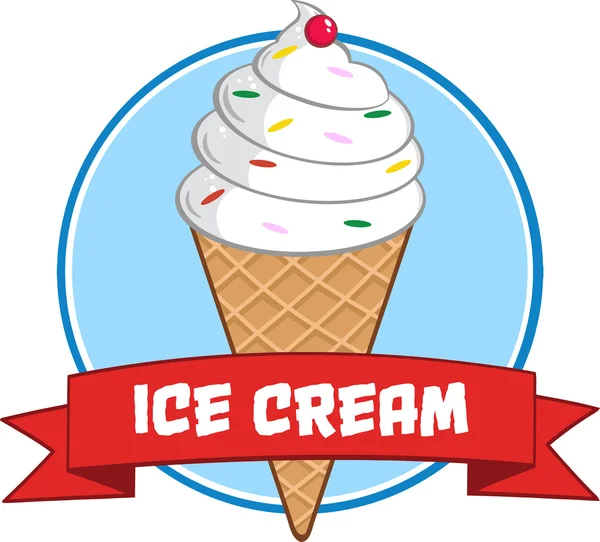 Ice Cream Cone Circle Banner — Stock Vector