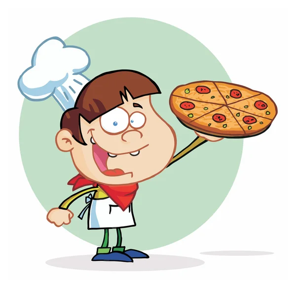 Cartoon chef with pizza — Stock Vector