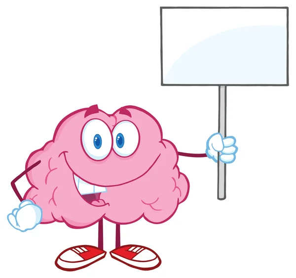 Happy Brain with  Blank Sign — Stock Vector