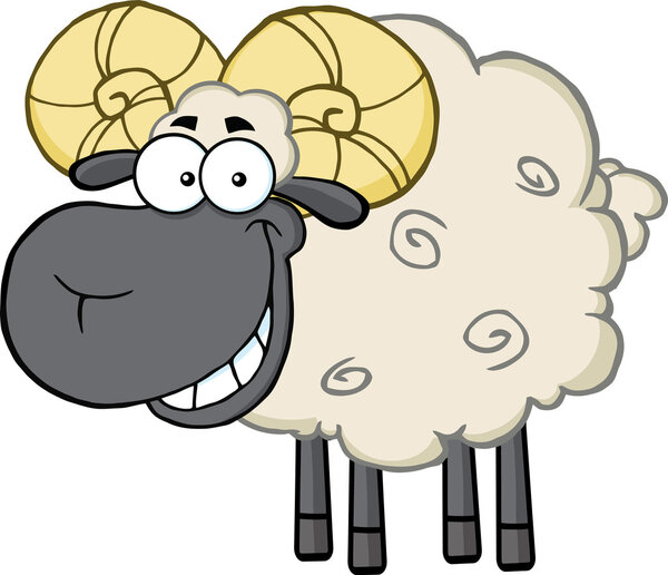 Ram Sheep Cartoon Character.