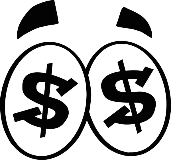 Dollar signe Cartoon Yeux . — Image vectorielle