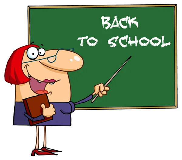 Cartone animato insegnante di scuola femminile — Vettoriale Stock