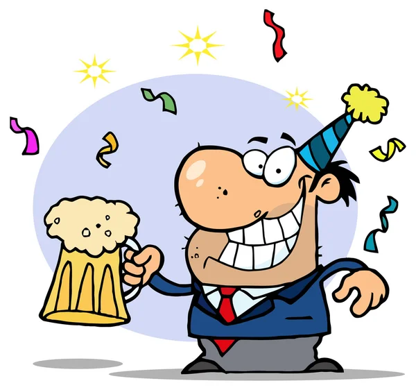 Cartoon Man with Beer - Stok Vektor
