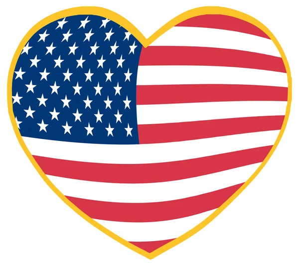 USA Flag in Heart — Stock Vector