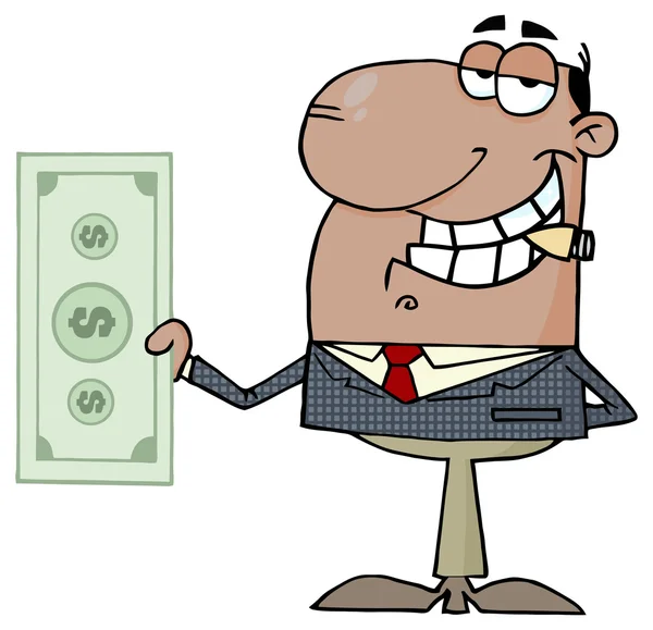 Happy businessman with dollar bill — Stock Vector