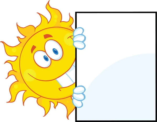 Sun Character with white board — Stock Vector