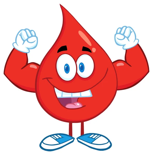 Blood Drop Showing Muscle Arms. — Stock Vector