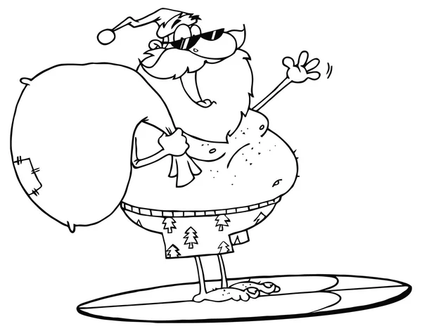 Dibujos animados santa claus en tabla de surf — Archivo Imágenes Vectoriales