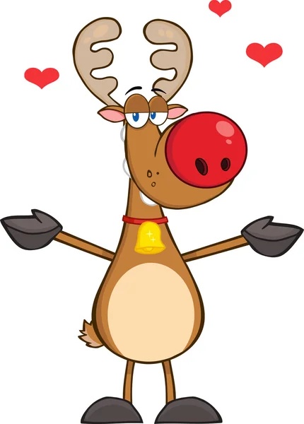 Happy Reindeer With Open Arms — Stock Vector