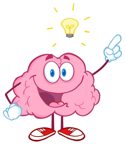 Brain Character With A Big Idea . — Stock Vector